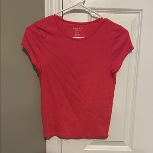 American Eagle Outfitters Pink Fitted Cap Sleeve Tee